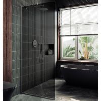 Душевая перегородка Maybah Glass MGD-681-5у 1090x1950 в узком профиле Хром матовый стекло графитовое — фото 1, Душевые перегородки