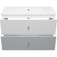 Товар: Тумба с раковиной Brevita 50 Shades of Grey Анастейша 100 УТ000014281 подвесная Белая матовая Серая матовая - фото 3 Тумба с раковиной Brevita 50 Shades of Grey Анастейша 100 УТ000014281 подвесная Белая матовая Серая матовая — фото 3, Мебель для ванной