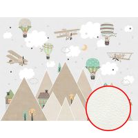 Фреска детская Ortograf Little Friends 34399 Фактура флок FLK Флизелин (4*3) Серый/Коричневый, Горы/Город/Самолеты — фото 1, Фрески