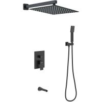 Душевая система Berges Ventas 3S Black 073006 Черная матовая — фото 1, Встраиваемые душевые комплекты