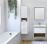 Товар: Шкаф пенал Cersanit Louna 35 SP-SL-LOU/Wh подвесной Белый глянец дуб Эврика - фото 4 Шкаф пенал Cersanit Louna 35 SP-SL-LOU/Wh подвесной Белый глянец дуб Эврика — фото 4, Мебель для ванной