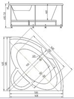 Акриловая ванна Aquatek Поларис-1 140х140 POL1-0000030 без гидромассажа с фронтальной панелью с каркасом (вклеенный) со слив-переливом — фото 4, Акриловые ванны