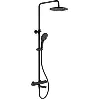 Душевая система Splenka S223.26.06 с термостатом Черная матовая — фото 1, Душевые стойки