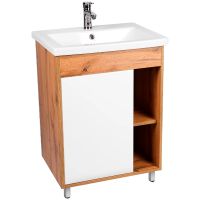 Тумба под раковину VIANT Бостон 60 VBOS60CO-T1ST Белая Дуб Вотан — фото 1, Мебель для ванной