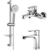 Комплект смесителей Aquatek Оберон AQ1230CR Хром — фото 1, Готовые комплекты для ванной комнаты