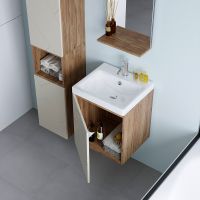 Тумба под раковину Бриклаер Кристалл 50 подвесная Латте Дуб крафт табачный арт-4627125416910 — фото 5, Тумбы под раковину