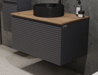 Тумба под раковину Jorno Cossety 80 Coss.01.80/P/A-DZ/JR подвесная Антрацит — фото 2, Тумбы под раковину