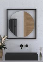Зеркало Defesto Eclipce 70х70 DF 2222 с подсветкой 15W-4500К/в багетной раме/Без выключателя/Нейтральный белый свет/Черная рама — фото 3, Мебель для ванной