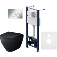 Комплект унитаза с инсталляцией AM.PM Spirit V2.0 FlashClean IS49051.701700MB с сиденьем Микролифт и клавишей смыва Хром глянцевый — фото 1, Комплекты унитаз + инсталляция