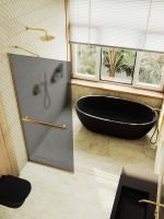 Товар: Душевая перегородка Maybah Glass MGD-736-3у 890x1950 в узком профиле Золото стекло графитовое матовое - фото 5 Душевая перегородка Maybah Glass MGD-736-3у 890x1950 в узком профиле Золото стекло графитовое матовое — фото 5, Душевые перегородки