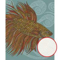 Фреска Ortograf Животные 9633 Фактура флок FLK Флизелин (2,2*2,7) Бирюзовый/Желтый/Красный, Рыбы/Абстракция арт-9633 (флок FLK) — фото 1, Фрески