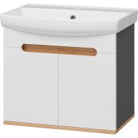 Тумба с раковиной Misty Сканди 60 УТ000023184 подвесная Белый Дуб крафт золотой Антрацит — фото 1, Тумбы с раковиной