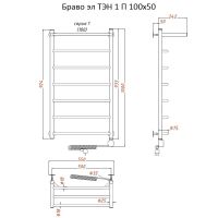 Электрический полотенцесушитель Тругор Браво 1 элТЭН 100x50 с полкой Хром — фото 2, Электрические полотенцесушители