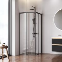 Душевой уголок AM.PM X-Joy 80х80 W94G-403-8080-BТ1К профиль Черный матовый стекло прозрачное — фото 1, Квадратные душевые уголки