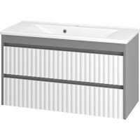 Тумба с раковиной Brevita Balaton 100 УТ000012298 подвесная Белая матовая Серая матовая — фото 1, Тумбы с раковиной