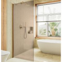 Душевая перегородка Maybah Glass MGD-679-3ш 1090x1950 в широком профиле Золото стекло бронзовое матовое — фото 1, Душевые перегородки