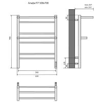 Электрический полотенцесушитель Aquatek Альфа П7 500x700 AQ EL RRP0770BL с полкой Черный муар — фото 18, Электрические полотенцесушители