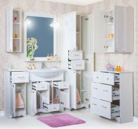 Шкаф пенал Бриклаер Анна 52 с бельевой корзиной Белый глянцевый арт-4627125411410 — фото 5, Пеналы для ванной комнаты