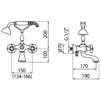Товар: Смеситель для ванны Webert Ottocento OT720201065 Бронза - фото 2 Смеситель для ванны Webert Ottocento OT720201065 Бронза — фото 2, Смесители