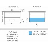 Тумба под раковину СанТа Омега 80 207005 подвесная Белая — фото 6, Тумбы под раковину