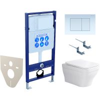 Комплект унитаза с инсталляцией Aquatek Set Aquatek Амадео-009 4в1 с сиденьем Микролифт и Белой клавишей смыва — фото 1, Комплекты унитаз + инсталляция