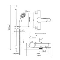 Смеситель для ванны Orange OneLife P07-611cr Хром — фото 8, Смеситель для ванны