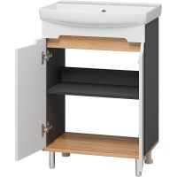 Тумба с раковиной Misty Сканди 60 УТ000023167 Белый Дуб крафт золотой Антрацит — фото 3, Мебель для ванной