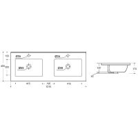 Раковина Vincea 120 VBS-13120D двойная Белая — фото 2, Раковины встраиваемые сверху