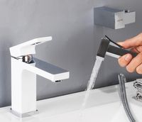 Смеситель для раковины Gappo G17-8 G1017-1 с гигиеническим душем Белый Хром — фото 8, Смесители для раковины