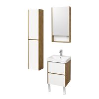 Подвесной шкаф Aquaton Сканди 35 Белый Дуб рустикальный арт-1A255003SDZ90 — фото 5, Шкафы для ванной