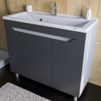 Тумба под раковину Stella Polar Абигель 100 SP-00001035 Серая Цемент — фото 1, Мебель для ванной