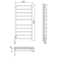 Электрический полотенцесушитель Ника WAY-2 100/50 Черный матовый — фото 2, Электрические полотенцесушители