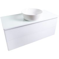 Тумба с раковиной Orange Otto 100 Ot-100TuGLASS+B08-360W подвесная Белый глянец — фото 4, Мебель для ванной