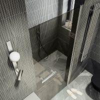 Душевая дверь Maybah Glass MGD-454-5 800x1980 на монопетле Хром матовый стекло бронзовое — фото 4, Душевые двери в нишу