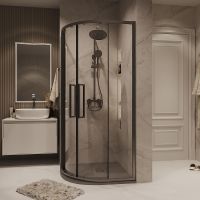 Душевой уголок Grossman Cosmo 100х100 301.K33.02.1010.42.00 профиль Графит сатин стекло прозрачное — фото 3, Душевые уголки четверть круга