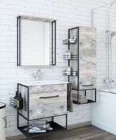 Зеркало Sanflor Бруклин 60 С08253 с подсветкой Бетон Пайн экзотик с клавишным выключателем — фото 2, Зеркала в ванную комнату