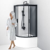 Товар: Душевой уголок AM.PM Gem 90х90 W90G-401A090BT профиль Черный матовый стекло прозрачное - фото 6 Душевой уголок AM.PM Gem 90х90 W90G-401A090BT профиль Черный матовый стекло прозрачное — фото 6, Душевые уголки четверть круга