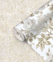 Обои Prima Italiana Carnevale 80702 Винил на флизелине (1,06*10) Белый/Бежевый/Серый, Цветы/Листья — фото 2, Обои для стен