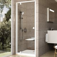 Душевая дверь Ravak Pivot PDOP1-90 03G70101Z1 профиль Белый ручка Белая стекло Transparent — фото 1, Распашные душевые двери