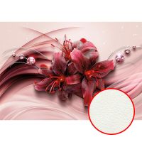 Фреска Ortograf 3D 6707 Фактура флок FLK Флизелин (3,9*2,7) Красный/Розовый, Цветы/Абстракция — фото 1, Фрески
