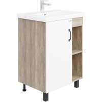 Тумба под раковину Onika Тимбер 60.01 106115 Белый матовый Дуб сонома — фото 1, Мебель для ванной