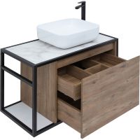 Тумба под раковину Aquanet Nova Lite Loft 75R 261657 подвесная Дуб рустикальный — фото 10, Мебель для ванной