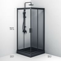Душевой уголок AM.PM Gem 90х90 W90G-403-090BT профиль Черный матовый стекло прозрачное — фото 12, Квадратные душевые уголки