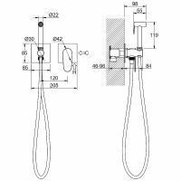 Гигиенический душ со смесителем Aquatek Оберон Черный матовый арт-AQ1220MB — фото 6, Гигиенические души