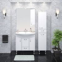 Зеркало со шкафом Runo Севилья 85 R 00000000595 с подсветкой Белое — фото 3, Зеркальные шкафы в ванную