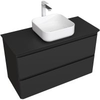 Тумба под раковину Aquanet Эмбер 105 330470 подвесная Черная матовая — фото 2, Мебель для ванной