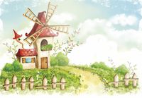 Фреска детская Ortograf Сказочная страна 5988 Фактура бархат FX Флизелин (3,9*2,7) Разноцветный, Домики арт-5988 (бархат FX) — фото 2, Фрески