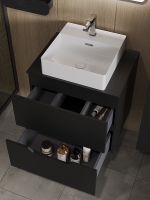 Тумба с раковиной Orange Line 60 Li-60TubMDF+B04-405W подвесная Черная матовая — фото 4, Мебель для ванной