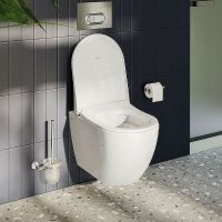 Комплект унитаза с инсталляцией Vitra Mia Round SmoothFlush 9856B003-7200 с сиденьем Микролифт и клавишей смыва Хром матовый — фото 4, Комплекты унитаз + инсталляция