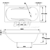 Чугунная ванна Byon Christa 180x80 Н0000307 с антискользящим покрытием — фото 7, Ванны